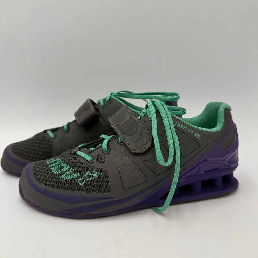 INOV-8 Fastlift 325 Shoes Grey & Mint Fitness Shoes Size 7.5
